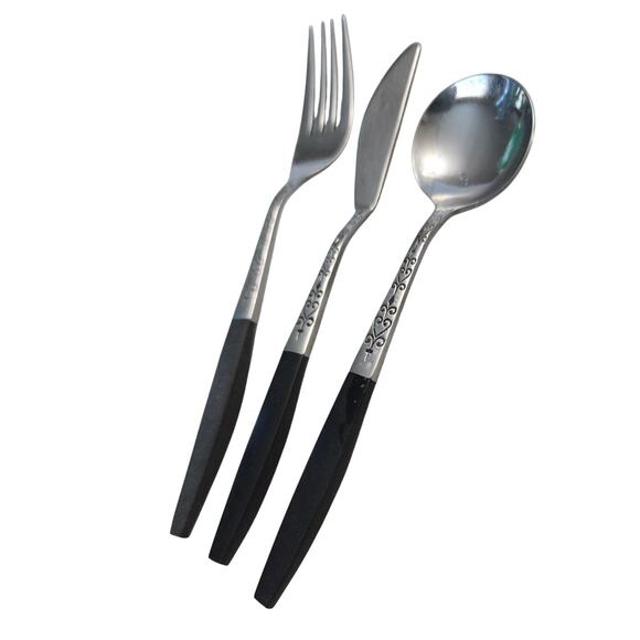 Lot 3 Vintage Interpur Japan Silverware Set Butter Knife Soup Spoon Swirl - Picture 1 of 6